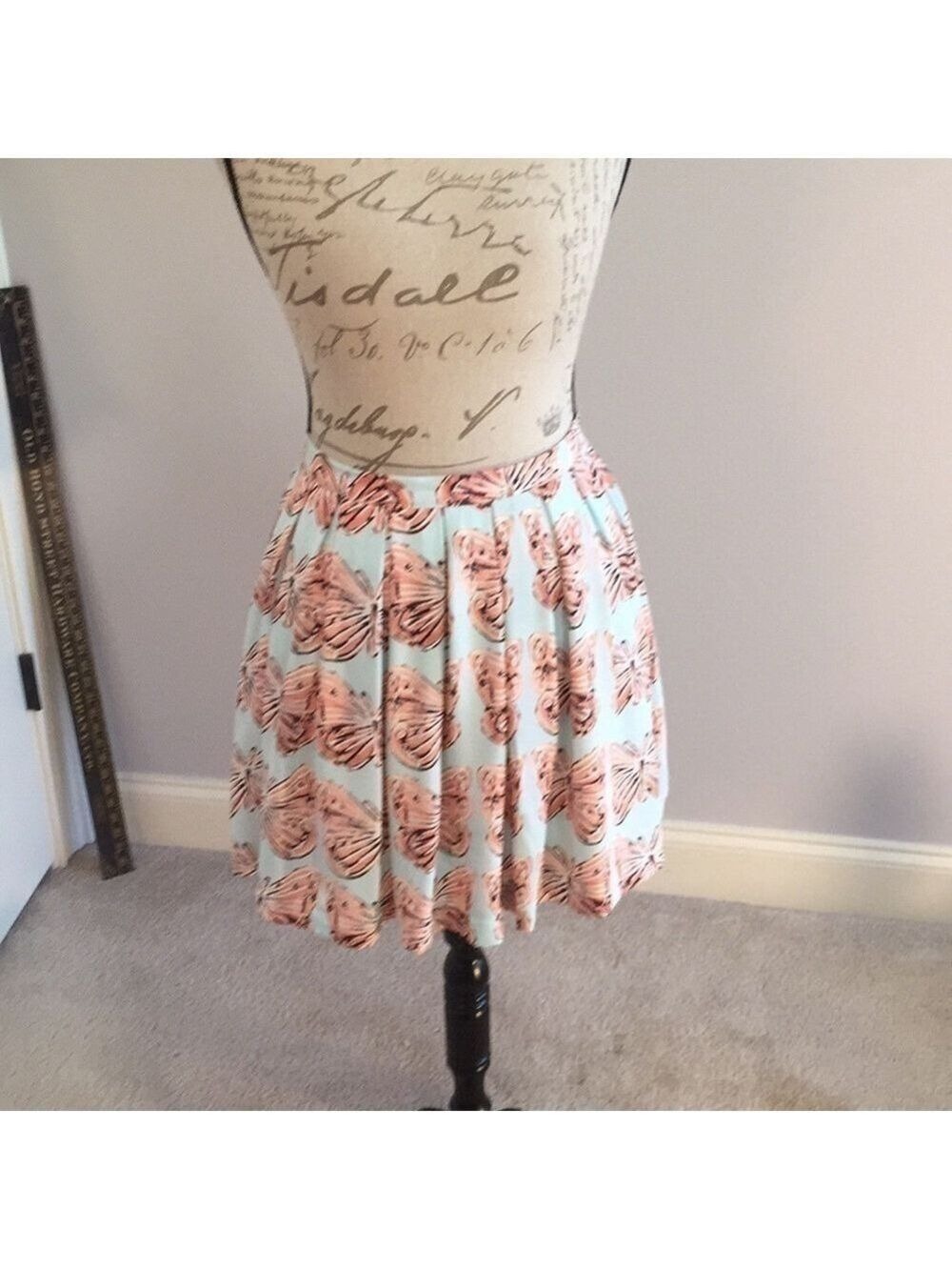 Leith Coral Butterfly Mini Skirt M